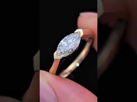 1.04Ct Marquise Lab Diamond Ring| AU750 18K Gold Ring, Custom Accept