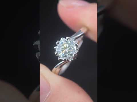 1ct Round Mossanite Women Ring | White Gold-Plated S925 Ring, Custom Available