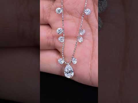 2.703ct Pear Round Lab Diamond Necklace |Diamond PT 950 Necklace, Custom Accept