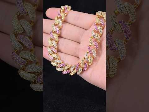 Lab Sapphire Cuban Link Necklace | 18K Gold-Plated S925 Silver, Custom Available