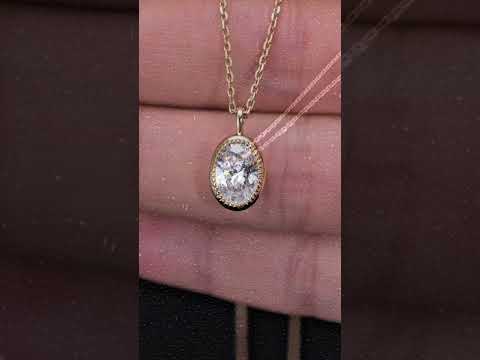 1ct Oval Lab Diamond Necklace |Diamond PT 950 Necklace, Custom Accept