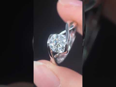 1ct Round Mossanite Women Ring | White Gold-Plated S925 Ring, Custom Available