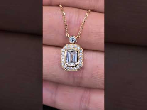 1.278ct Rectangle Round Lab Diamond Necklace |Diamond PT 950 Necklace, Custom Accept
