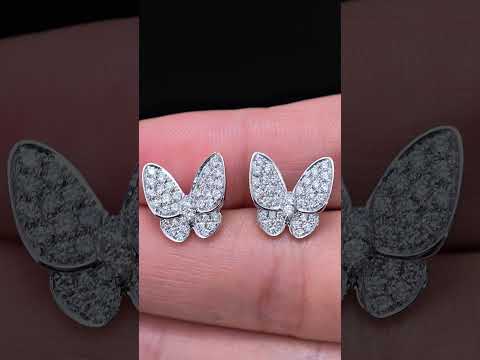 0.63ct Round Butterfly Lab Diamond Earring | 18K Gold Earring, Custom Accept